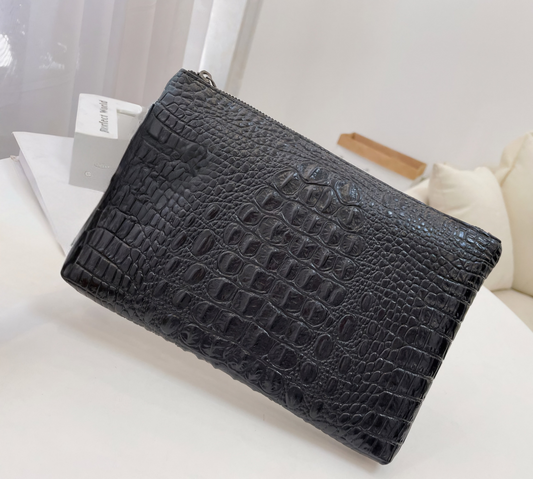 Crocodile Skin Business Clutch